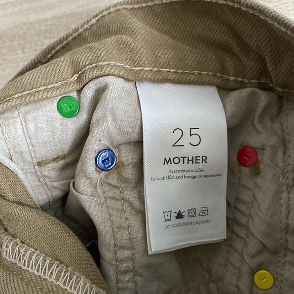 Mother Snacks High Waisted Double Stack Ankle Straight Leg Jeans Army Green 25 - Picture 11 of 14